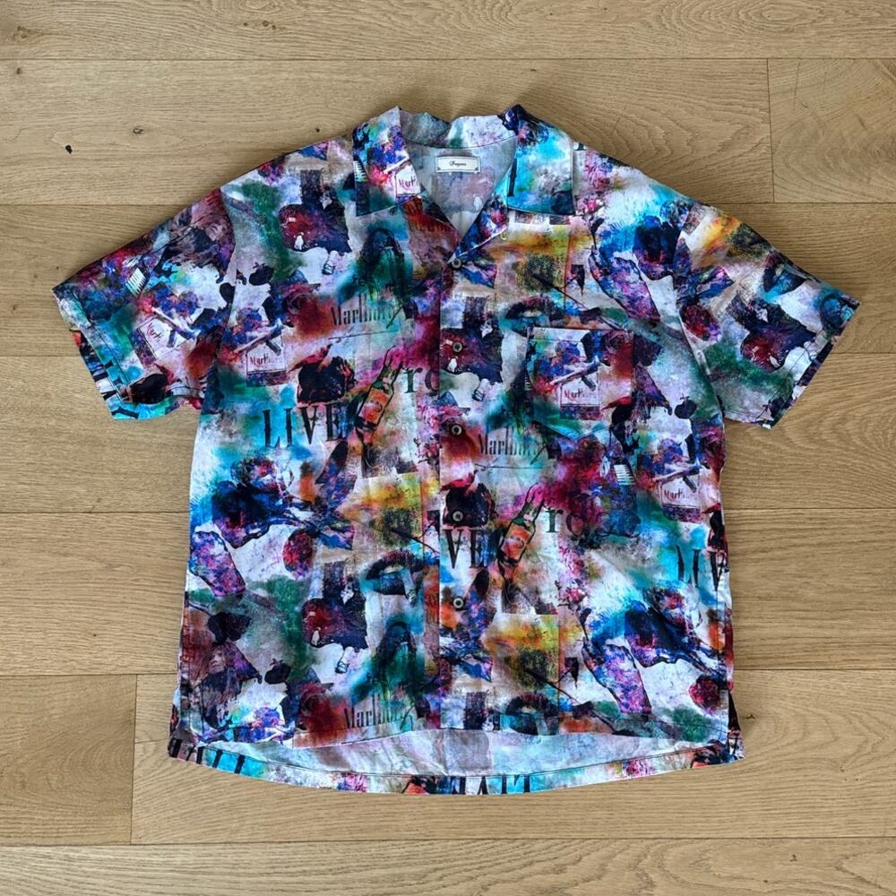 Iroquois Short Sleeve Shirt Artistic Abstract Collage Size 2 Multicolor